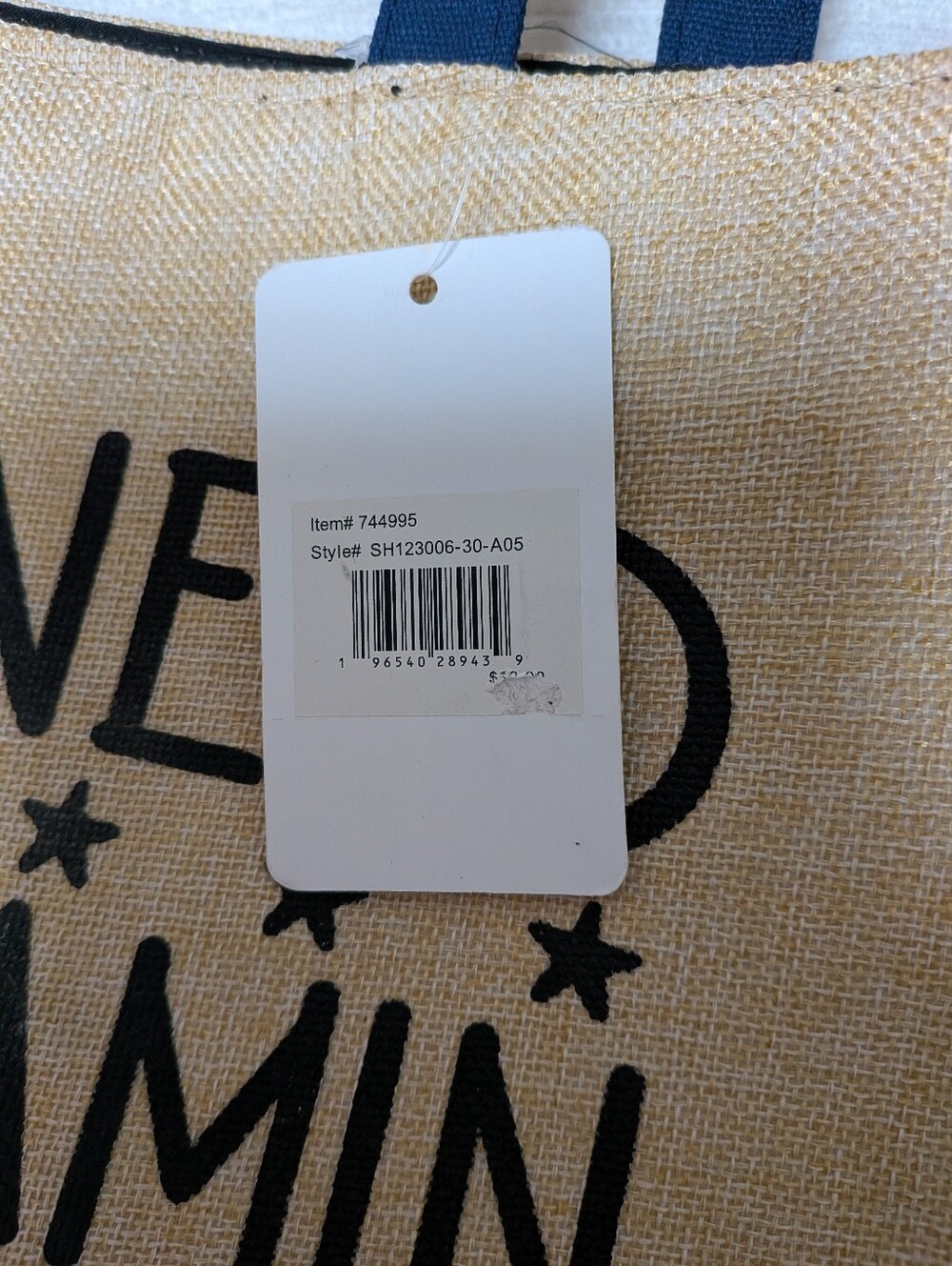 "I Need Vitamin Sea" Large Canvas Tote - Navy & Natural Vacation Ready NWT - Picture 4 of 9